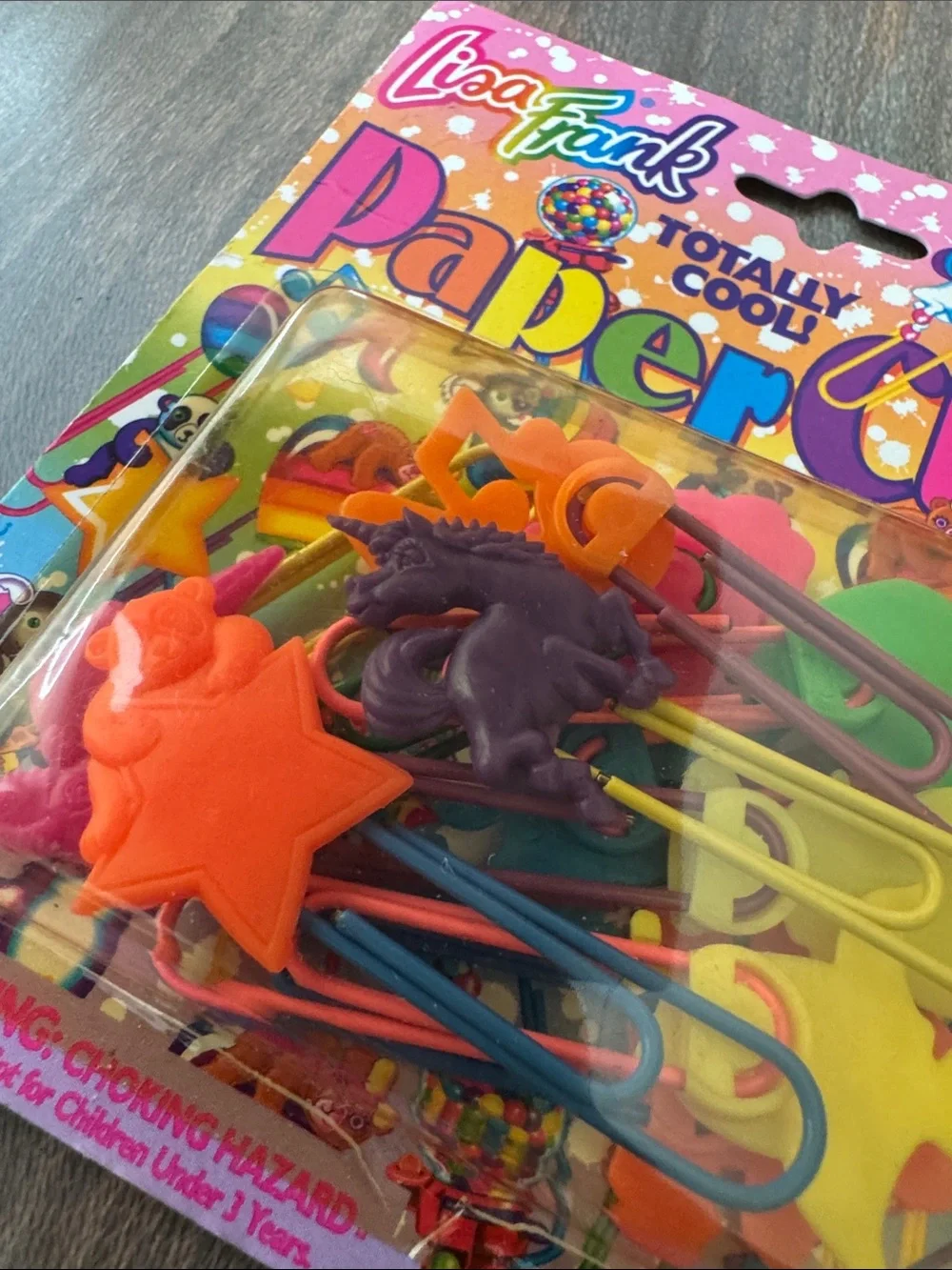 New old Stock Vintage Lisa Frank Rainbow Paper Clips - Bright Multicolor Shapes